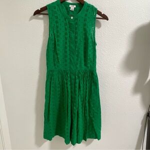 J crew green Sleeveless Eyelet Dress